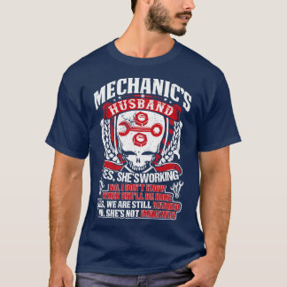 T-shirt Mari Mécanique Oui Il Travaille Mécanicien T Shir