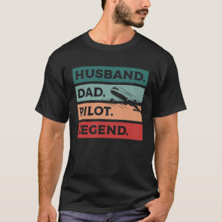 T-shirt Mari Papa Pilote Légende Aviation Aviateur