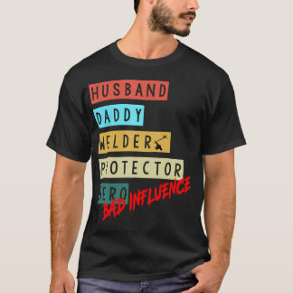 T-shirt Mari Papa Soudure Protecteur Héros Méchant