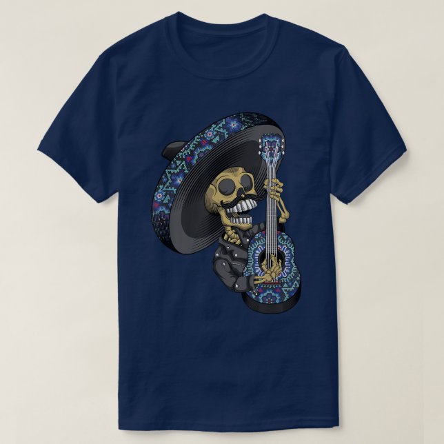 T-shirt Mariachi Skeleton Jouer de la guitare Jour des mor (Design devant)