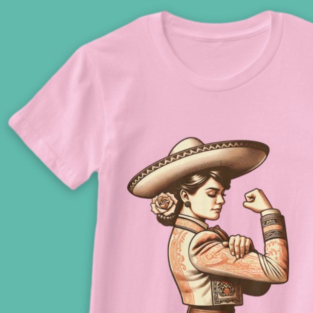 T-shirt Mariachi vintage Mexicaine Patrimoine Hispanique (Vintage Mariachi Mexican Woman Hispanic Heritage T-Shirt.)