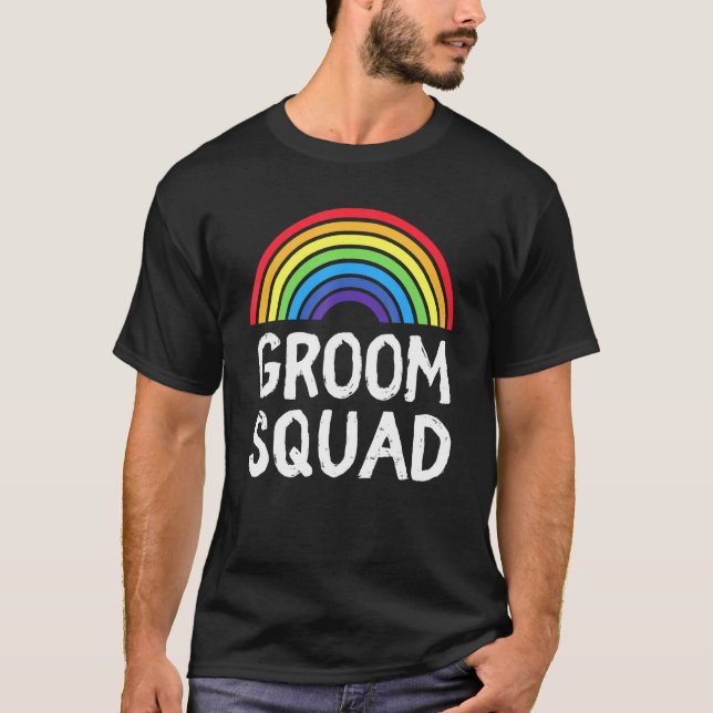 T-shirt Mariage Arc-en-ciel LGBT Équipe du marié Crew Gay  (Devant)