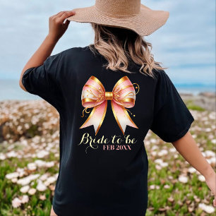 T-shirt Mariage avec un Nœud Floral Or et Rose