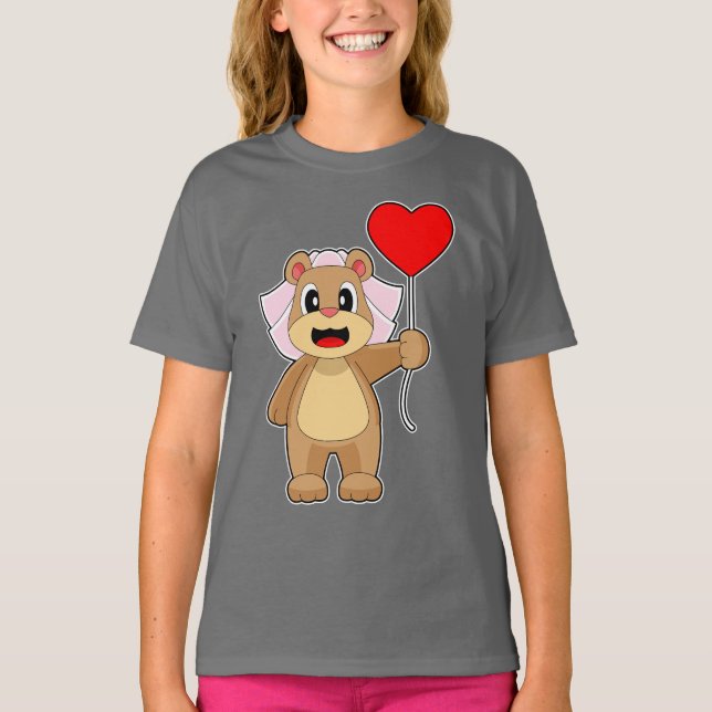 T-shirt Mariage ballon mariée ours (Devant)