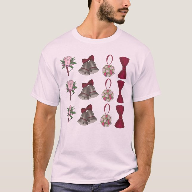 T-shirt Mariage Bells Rose de la nuptiale Bowtie Tee (Devant)