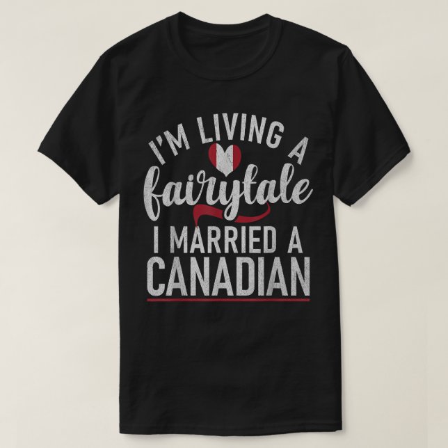 T-shirt Mariage Canada Je vis un conte équitable i marié a (Design devant)