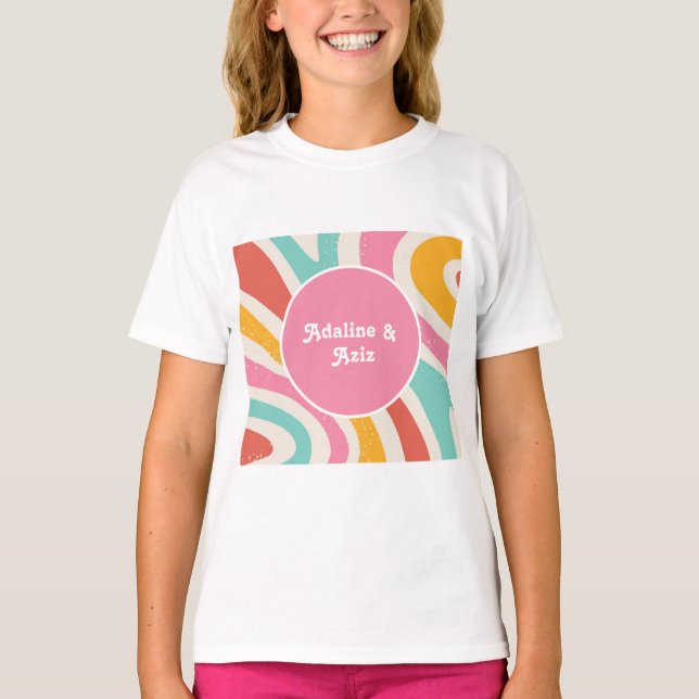 T-shirt Mariage Coloré Rétro Groovy 70s (Devant)
