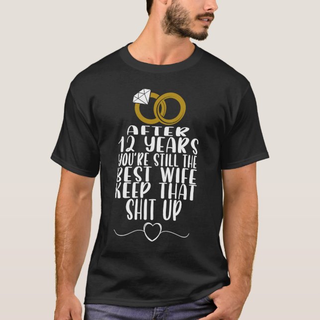 T-shirt Mariage Couple Pour Hommes 12 Anniversaire (Devant)