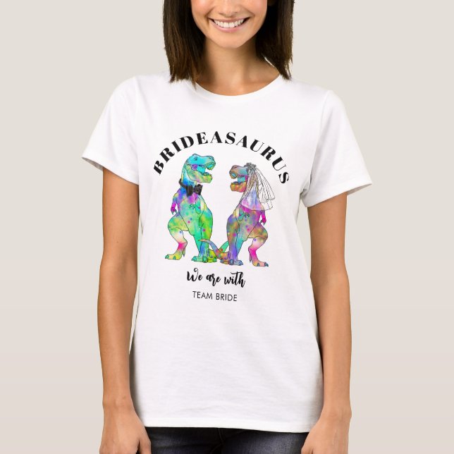T-shirt Mariage de dinosaures T Rex Brideasaurus (Devant)