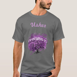 T-shirt Mariage de feuille d'arbre de coeur violet radiant