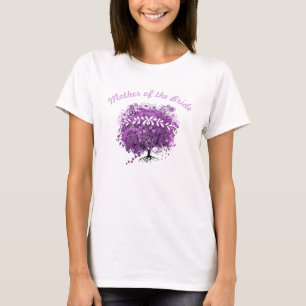 T-shirt Mariage de feuille d'arbre de coeur violet radiant