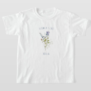 T-shirt Mariage de Fleur sauvage d'aquarelle bleu Flower G