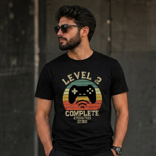 T-shirt Mariage de Joueur Niveau 2 Terminé Rétro