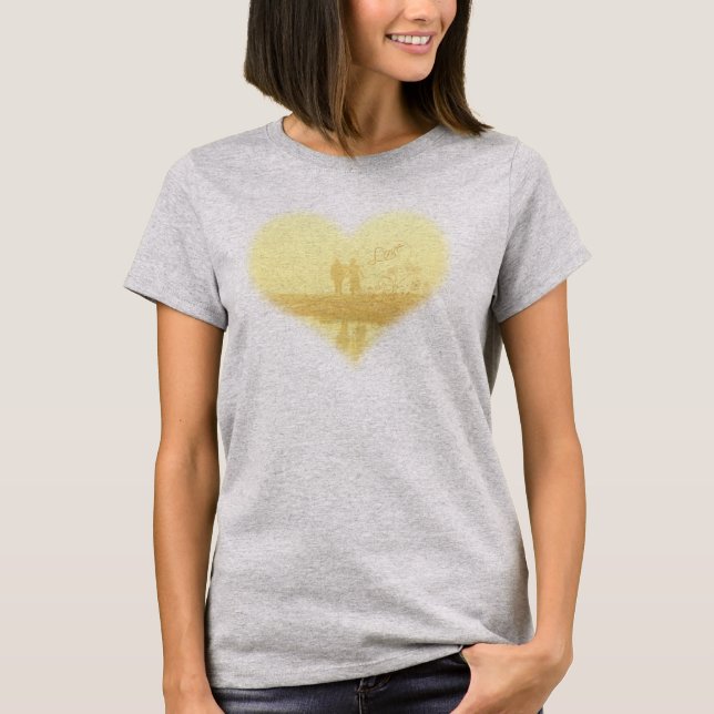 T-shirt Mariage de la plage de Coeur Jaune (Devant)