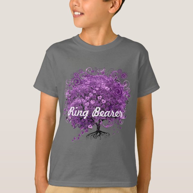 T-shirt Mariage de l'arbre à feuilles de coeur violet de l (Devant)