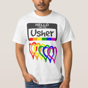 T-shirt Mariage de l'insigne Rainbow Flag Hearts Nom de l'