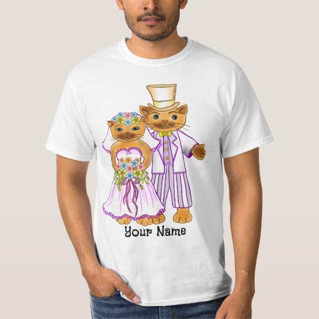 T-shirt mariage de mariée de chat et de chambre (Devant)