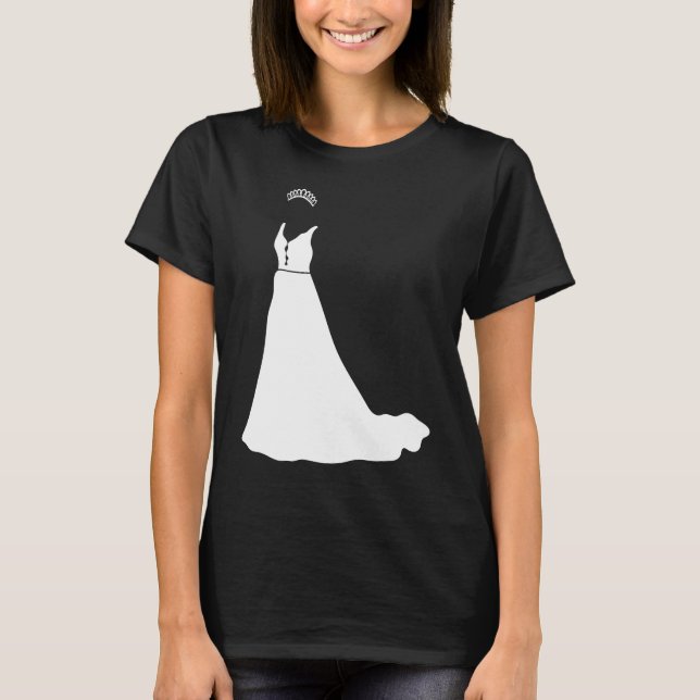 T-shirt Mariage de robe de mariée noir et blanc (Devant)