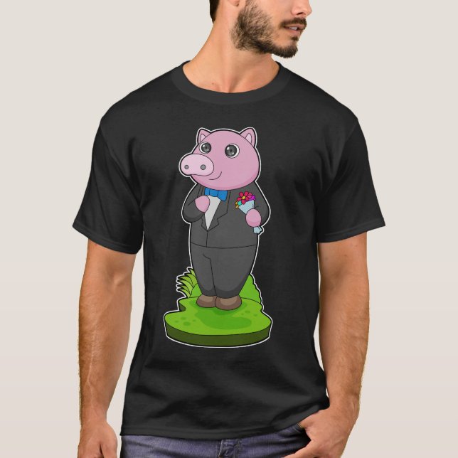 T-shirt Mariage de veste de chambre de porc (Devant)