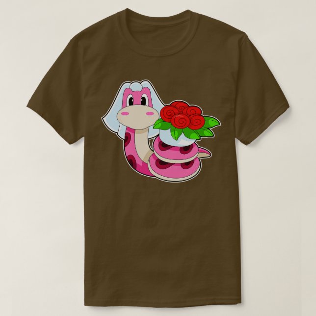 T-shirt Mariage des fleurs de mariée de serpent (Design devant)