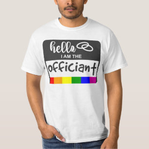 T-shirt Mariage drapeau arc-en-ciel Bonjour Nom Badge Offi