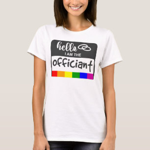 T-shirt Mariage drapeau arc-en-ciel Bonjour Nom Badge Offi