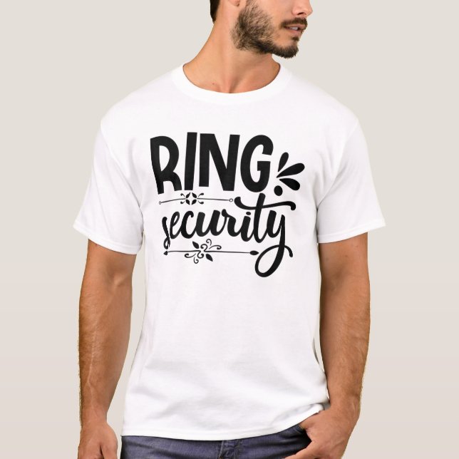 T-shirt Mariage Fiançailles de sécurité Mens Ring Correspo (Devant)