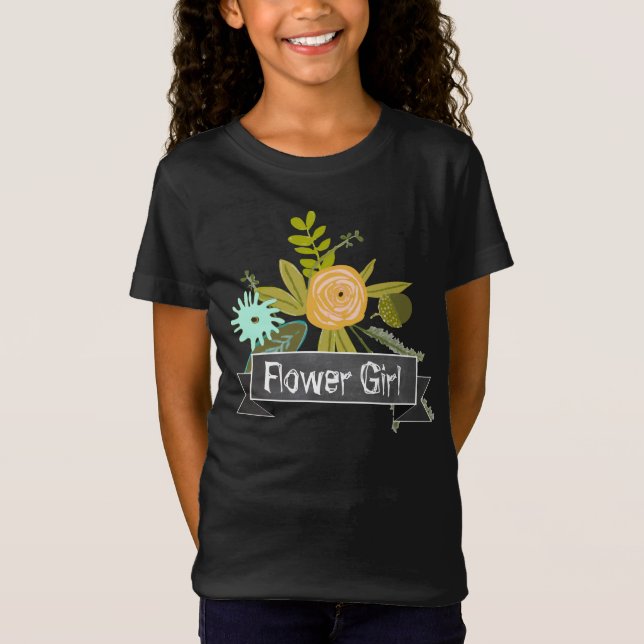 T-shirt Mariage Fleur Fille de tableau de la menth (Devant)