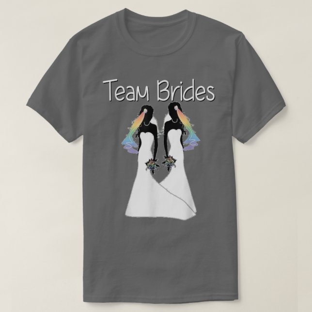 T-shirt Mariage gay pride Lesbian Rainbow Bride Bachelore (Design devant)