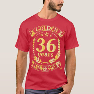 T-shirt Mariage Marié Golden 36 Anniversaire Pour Hu