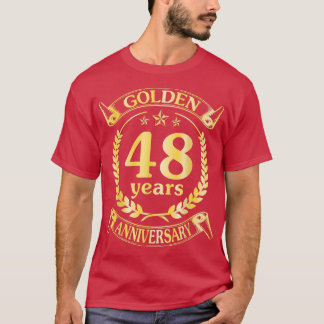 T-shirt Mariage Marié Golden 48 Anniversaire Pour Hu