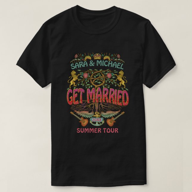 T-shirt Mariage marié Retro les années 70 Band Concert Log (Design devant)