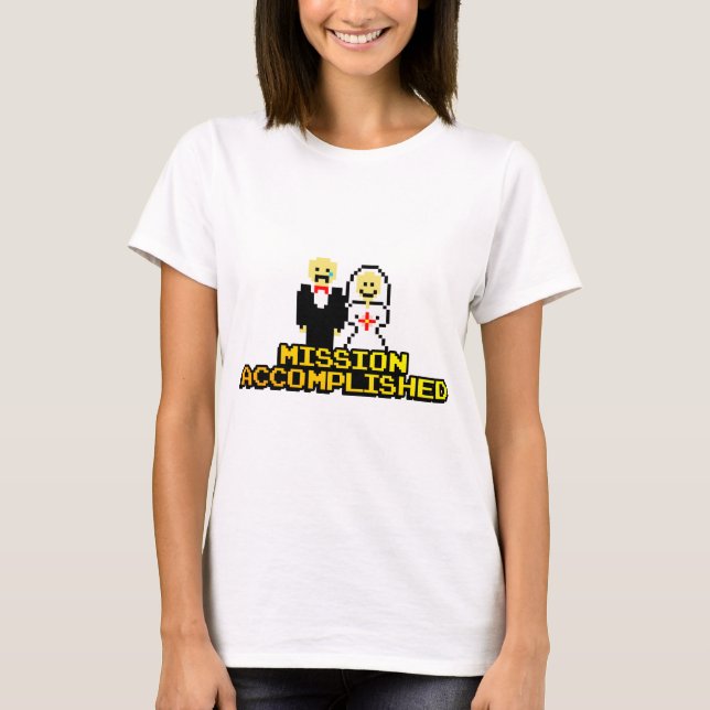 T-shirt Mariage "Mission accomplie" (8 bits) (Devant)