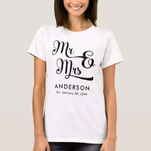 T-shirt Mariage ou M. et Mme d'anniversaire. Votre nom de