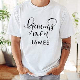 T-shirt Mariage personnalisé de script noir Groomsman