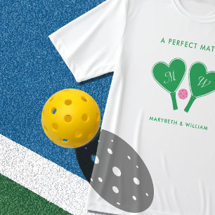 T-shirt Mariage Préparé Vert et Rose Pickleball