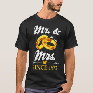 T-shirt Mariage Ring Marié M. & Mme depuis 1972 Couple 50