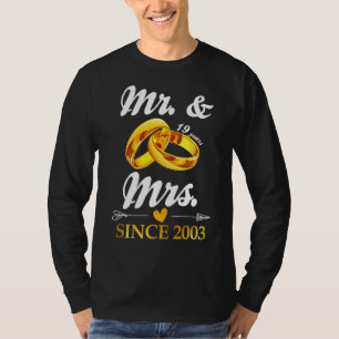 T-shirt Mariage Ring Marié M. & Mme depuis 2003 Couple 19