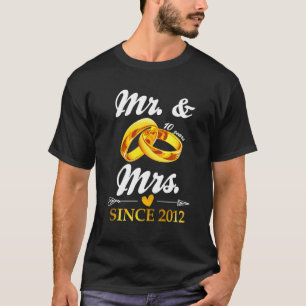 T-shirt Mariage Ring Marié M. & Mme depuis 2012 Couple 10