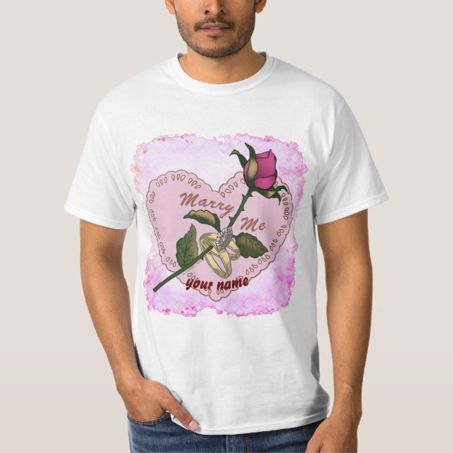 T-shirt mariage Rose Marry Me Rings (Devant)
