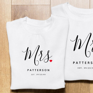 T-shirt Mariage Stylé Mme Nom de Famille Personnalisé & Da