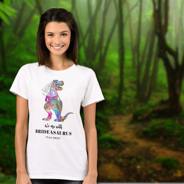T-shirt Mariage Thème Dinosaure Mariée T Rex (Dinosaur wedding team bride tshirt with colorful T-Rex Brideasaurus )