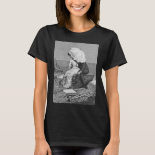 T-shirt Mariage Vintage, Jeunes Mariés au Bord de la Mer