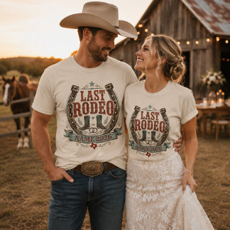 T-shirt Mariage Western Personnalisé Dernier Rodéo