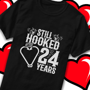 T-shirt Marié 24 ans Pêche drôle 24e anniversaire