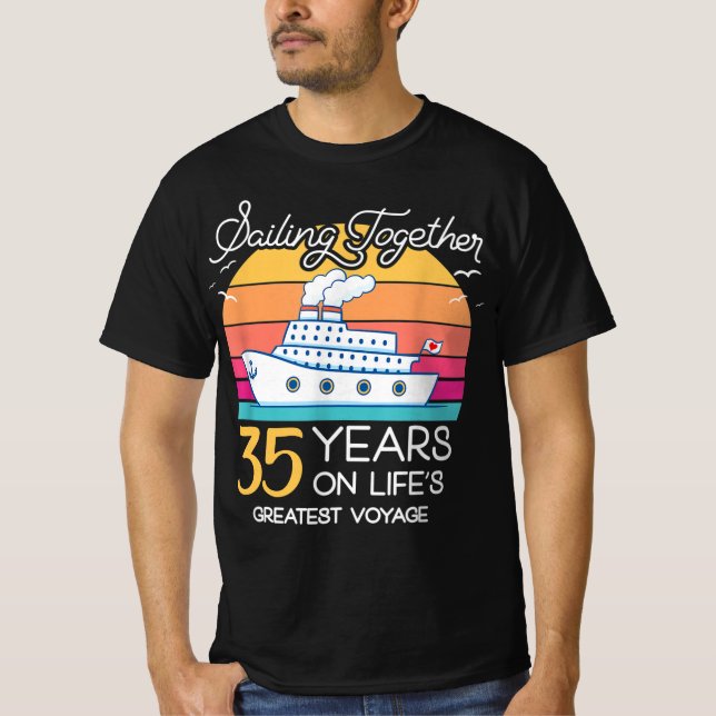 T-shirt Marié à 35 ans de croisière Mariage (Devant)