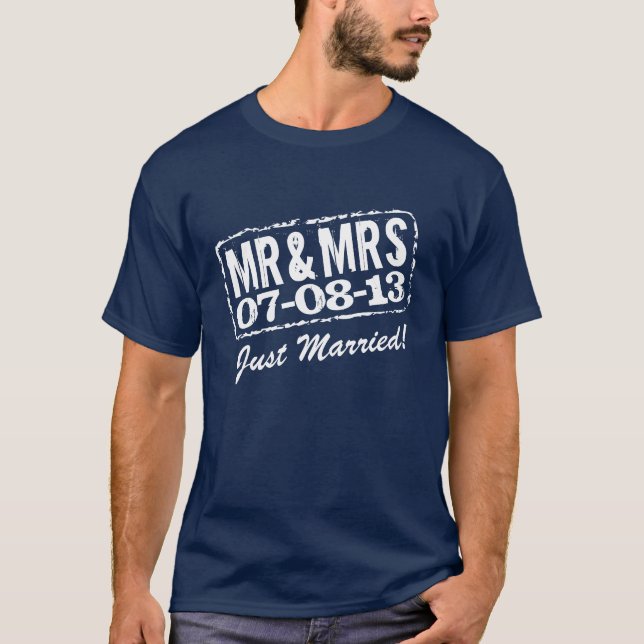 T-shirt marié avec date mariage | M. & Mme (Devant)