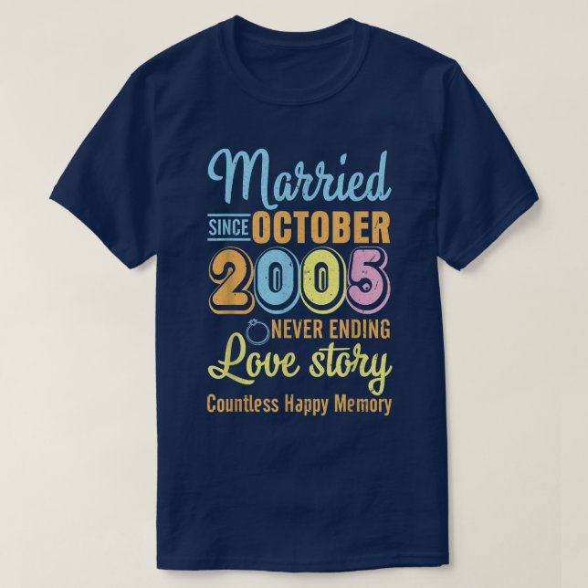 T-shirt Marié depuis octobre 2005 Never End Love Story Co (Design devant)