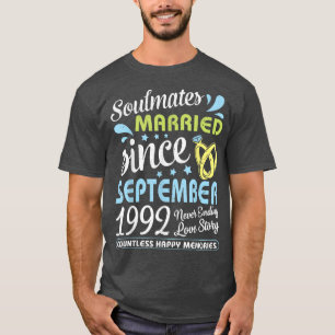 T-shirt Marié Depuis Septembre 1992 Jamais Terminé 30 Ans