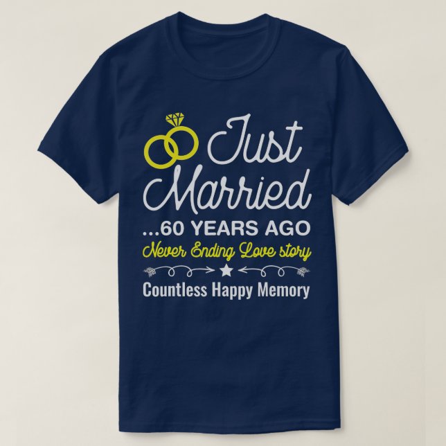 T-shirt Marié il y a 60 ans, le mignon 60ème Mariage Anniv (Design devant)